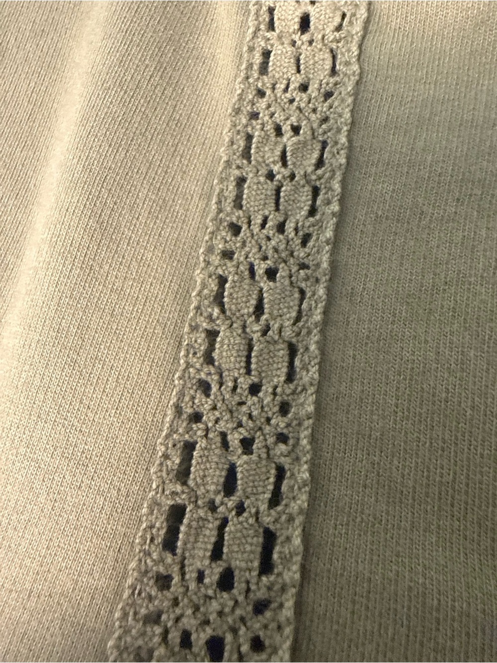 aerie | Olive Short-Sleeve Button-Front Crochet Trim Top | Sz M - Picture 5 of 7